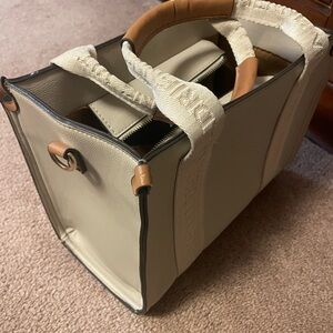 Adrienne Vittadini Cream and Tan Tote Bag